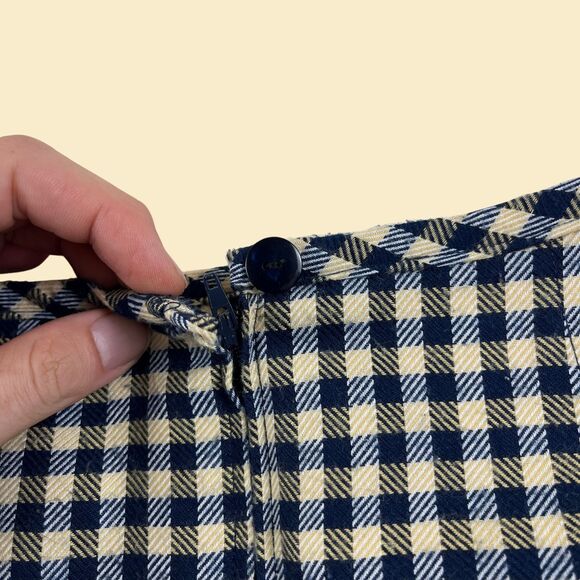 1980s Maggie Lawrence checkered midi skirt, size 6 vintage blue & yellow skirt - Picture 5 of 10